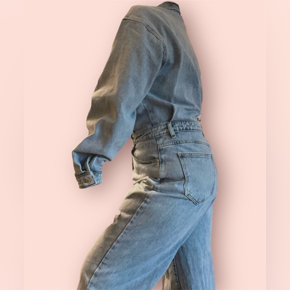 PrettyLittleThing Denim Jumpsuit RARE size 10US/14UK One Piece Romper Jean - Picture 2 of 7